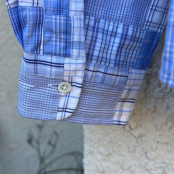 Ralph Lauren Men's Custom Fit Blue Patchwork Button up Shirt Size 16/L - Picture 7 of 8